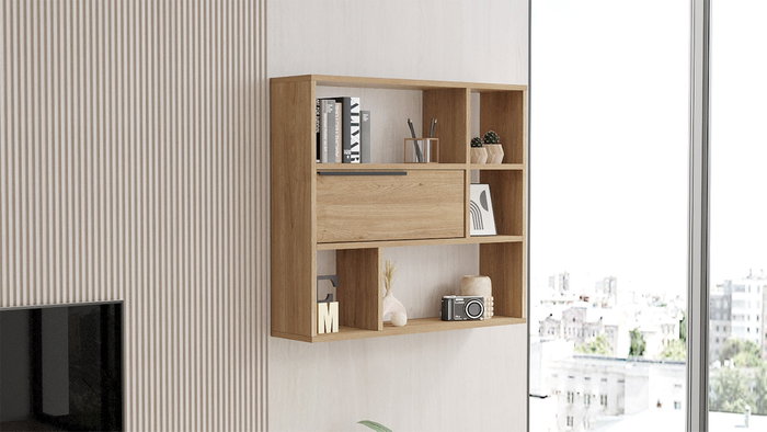 Hanah Home On5-S Estantería de Pared Nogal